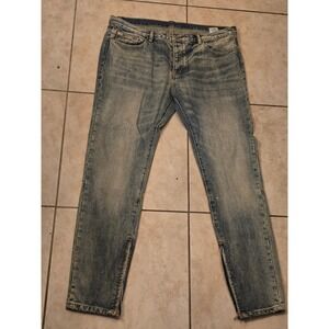 MNML M1 Denim Light Wash Blue Zipper Ankle Slim Fit Jeans Mens Size 40